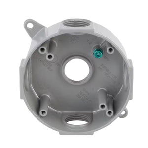 Conversions Technology weatherproof boxes 4 in Round Metallic Weatherproof Box with (5) 3/4 in. Holes, Gray