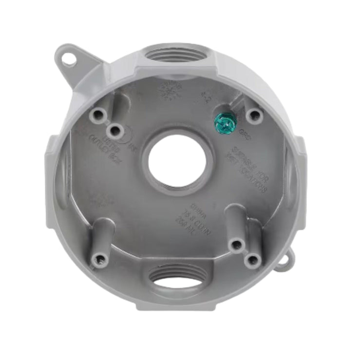 Conversions Technology weatherproof boxes 4 in Round Metallic Weatherproof Box with (5) 3/4 in. Holes, Gray