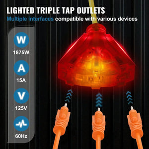 Conversions Tech Default 45FT 12AWG/3C SJTOW Retractable Extension Cord Reel Power Cord Reel for Convenient Use