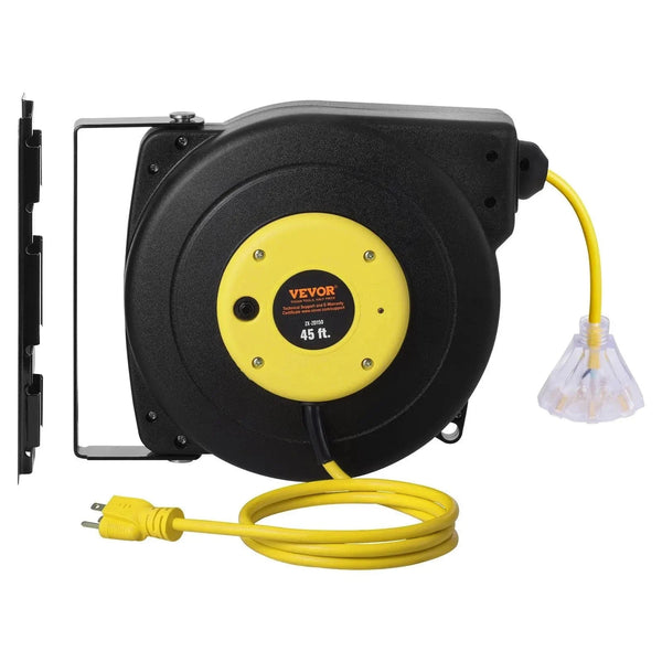 Conversions Tech Default 45FT 12AWG/3C SJTOW Retractable Extension Cord Reel Power Cord Reel for Convenient Use