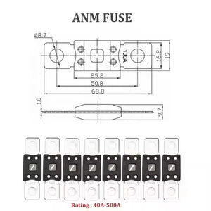 Conversions Tech 32 V / 40-500A 48V 100A ANM MEGA Inline Fuse Holder Bolt-Down Studs 6Way Fuse Box for Boat RV Auto