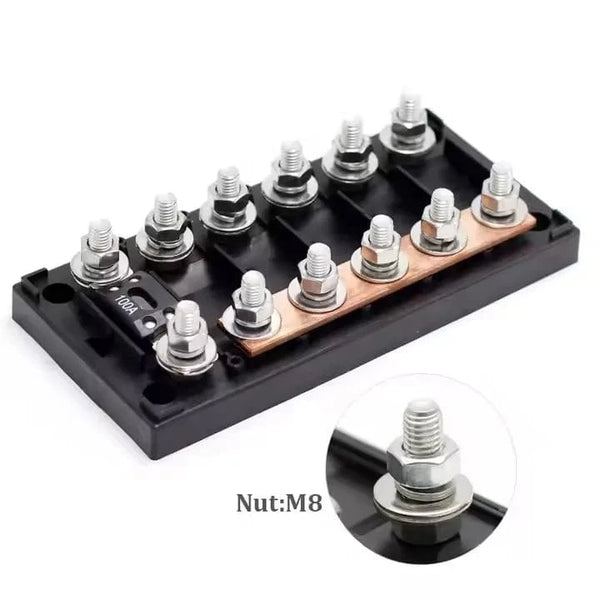 Conversions Tech 32 V / 40-500A 48V 100A ANM MEGA Inline Fuse Holder Bolt-Down Studs 6Way Fuse Box for Boat RV Auto