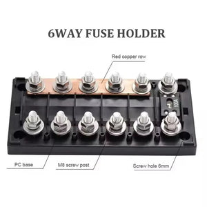 Conversions Tech 32 V / 40-500A 48V 100A ANM MEGA Inline Fuse Holder Bolt-Down Studs 6Way Fuse Box for Boat RV Auto