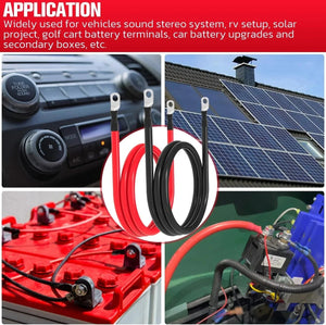 Conversions Tech 4FT 4FT PVC Insulated Pure Copper 4 AWG Battery Cables 120CM Silicone Wire Heavy Duty Power Transmission Cable With 3/8" Lugs for RV