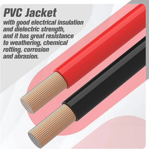Conversions Tech 4FT 4FT PVC Insulated Pure Copper 4 AWG Battery Cables 120CM Silicone Wire Heavy Duty Power Transmission Cable With 3/8" Lugs for RV