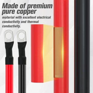 Conversions Tech 4FT 4FT PVC Insulated Pure Copper 4 AWG Battery Cables 120CM Silicone Wire Heavy Duty Power Transmission Cable With 3/8" Lugs for RV
