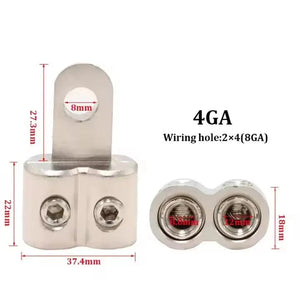 Conversions Tech 4GA Classic Dual 4/8 Gauge Copper Aluminium Cable Terminals Reducer Gold Crimp Lug Pin Ring Terminal for Audio Video