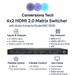 Conversions Technology Audio Video Matrix 4x2 HDMI 2.0 Matrix Switcher with Audio Extractor/Scale/ARC/EDID