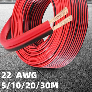 Conversions Tech 22 AWG / 10m 5/10/20/30m 2pin 22 AWG UL2468 2*0.5mm Extension Cable use for 12v 24v LED Strip Tape String Connect Electric Wire