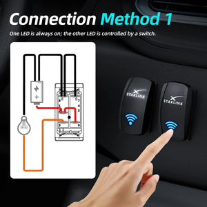 Conversions Tech White+Blue 5 Pin Starlink Rocker Switch 12V 24V 20A Laser Etched ON OFF Switch with Jumper Cable for Automotive RV Use
