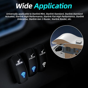 Conversions Tech White+Blue 5 Pin Starlink Rocker Switch 12V 24V 20A Laser Etched ON OFF Switch with Jumper Cable for Automotive RV Use