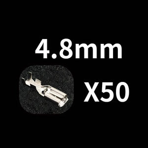 Conversions Tech 4.8mm(Lock)50PCS 50/100Pcs Electric Wire Connectors Set 4.8/6.3mm With lock Female and male Crimp Terminal Connector Brass Silver Car Speaker