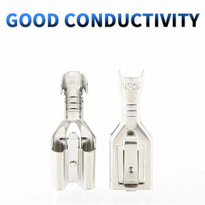 Conversions Tech 50/100Pcs Electric Wire Connectors Set 4.8/6.3mm With lock Female and male Crimp Terminal Connector Brass Silver Car Speaker