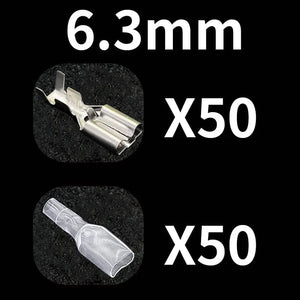 Conversions Tech MIX6.3mm(Lock)100PCS 50/100Pcs Electric Wire Connectors Set 4.8/6.3mm With lock Female and male Crimp Terminal Connector Brass Silver Car Speaker