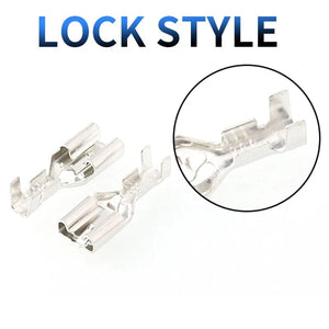 Conversions Tech 50/100Pcs Electric Wire Connectors Set 4.8/6.3mm With lock Female and male Crimp Terminal Connector Brass Silver Car Speaker