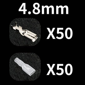 Conversions Tech MIX4.8mm(Lock)100PCS 50/100Pcs Electric Wire Connectors Set 4.8/6.3mm With lock Female and male Crimp Terminal Connector Brass Silver Car Speaker
