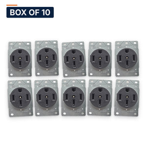 Conversions Tech Hardware > Power & Electrical Supplies > Power Outlets & Sockets Box of 10 ($15.89 ea) 50 Amp 125/250V, NEMA 14-50R Flush Mount Power Outlet, EV and Dryer Outlet Grounding, Black