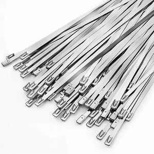Conversions Tech 50 PCS 50 PCS/pack 4.6mmx300mm self-locking 304 stainless steel zip ties  high anti rust, corrosion-resistant, heat-resistant zip ties