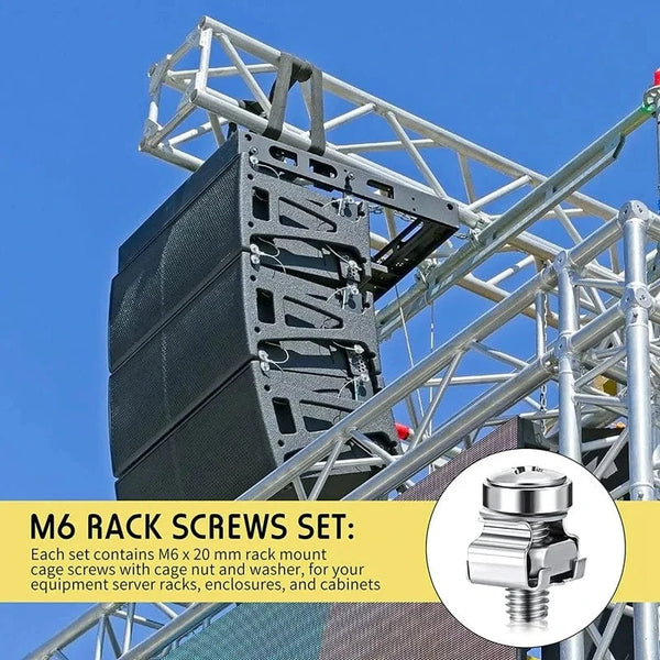 Conversions Tech Silver 50 Sets M6 Rack Screws Set 20Mm Screws And Cage Nuts Rack Mount Screws And Square Insert Nuts Server