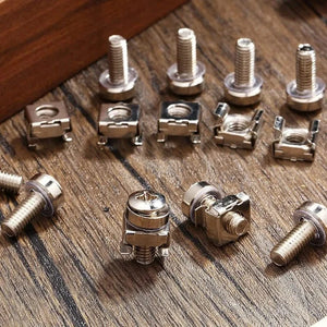 Conversions Tech Silver 50 Sets M6 Rack Screws Set 20Mm Screws And Cage Nuts Rack Mount Screws And Square Insert Nuts Server