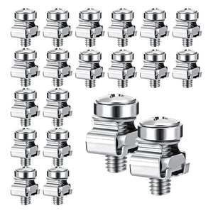 Conversions Tech Silver 50 Sets M6 Rack Screws Set 20Mm Screws And Cage Nuts Rack Mount Screws And Square Insert Nuts Server