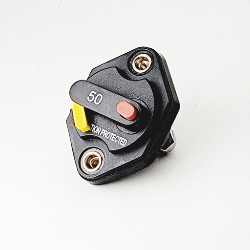 Conversions Technology CIRCUIT BREAKER 50A Mid-Range Thermal Circuit Breaker, Type III Manual Reset, 32VDC, Single Pole, Waterproof