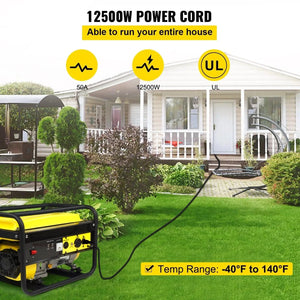 Conversions Tech 40 ft 50Amp 40Ft Generator Extension Cord 6 Gauge STW 6/3+8/1 N14-50P Bare Wire Cut Power Cord for RV Motor Home Portable Generators