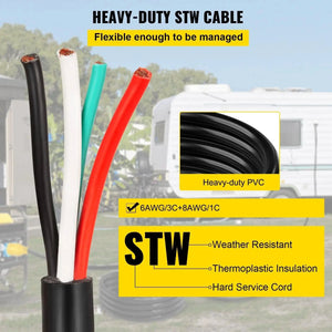Conversions Tech 40 ft 50Amp 40Ft Generator Extension Cord 6 Gauge STW 6/3+8/1 N14-50P Bare Wire Cut Power Cord for RV Motor Home Portable Generators