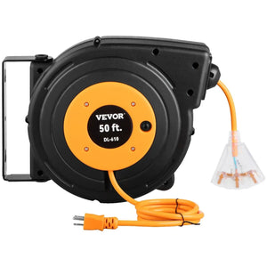 Conversions Tech Default 50ft Retractable 14AWG/3CSJTOW Power Cord Reel Extension Cord Reel for Convenient Use