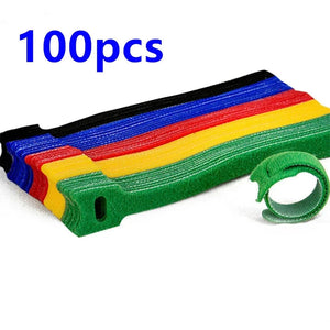 Conversions Tech 50pcs /100pcs Releasable Cable Ties Colored Plastics Reusable Cable ties Nylon Loop Wrap Zip Bundle Ties T-type Cable Tie Wire