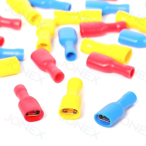 Conversions Tech 50PCS 6.3mm Spade Crimp Terminals Electrical Wire Connectors Faston Insulated Female For Quick Connection Cables Splice Plugs