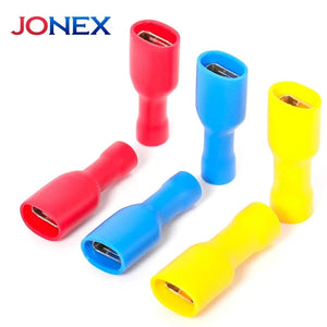 Conversions Tech 50PCS 6.3mm Spade Crimp Terminals Electrical Wire Connectors Faston Insulated Female For Quick Connection Cables Splice Plugs