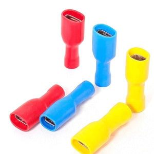 Conversions Tech 50PCS 6.3mm Spade Crimp Terminals Electrical Wire Connectors Faston Insulated Female For Quick Connection Cables Splice Plugs