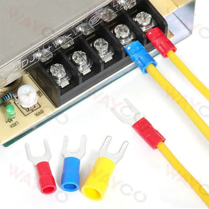 Conversions Tech 50PCS Fork Crimp Terminal M4/M5/M6 Spade Plugs Pre-insulated Ferrules Lugs For Splice Electricals Cable Wire End Connectors
