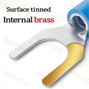 Conversions Tech 50PCS Fork Crimp Terminal M4/M5/M6 Spade Plugs Pre-insulated Ferrules Lugs For Splice Electricals Cable Wire End Connectors