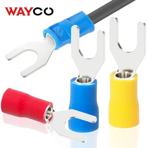 Conversions Tech 50PCS Fork Crimp Terminal M4/M5/M6 Spade Plugs Pre-insulated Ferrules Lugs For Splice Electricals Cable Wire End Connectors