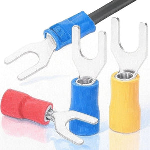 Conversions Tech 50PCS Fork Crimp Terminal M4/M5/M6 Spade Plugs Pre-insulated Ferrules Lugs For Splice Electricals Cable Wire End Connectors