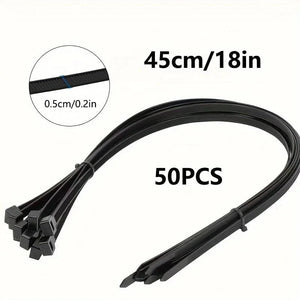 Conversions Tech 50pcs 45cm 50pcs Heavy Duty Cable Ties, Black Nylon Zip Tie Straps with Water-Resistant, Non-slip, Break Resistant