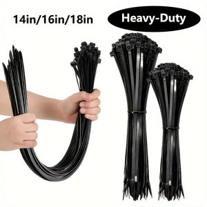 Conversions Tech 50pcs Heavy Duty Cable Ties, Black Nylon Zip Tie Straps with Water-Resistant, Non-slip, Break Resistant