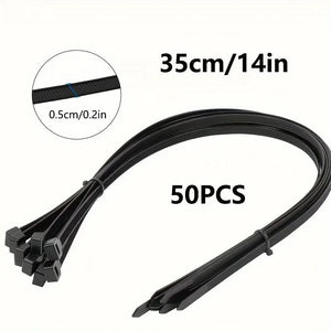 Conversions Tech 50pcs 35cm 50pcs Heavy Duty Cable Ties, Black Nylon Zip Tie Straps with Water-Resistant, Non-slip, Break Resistant