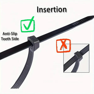 Conversions Tech 50pcs Heavy Duty Cable Ties, Black Nylon Zip Tie Straps with Water-Resistant, Non-slip, Break Resistant