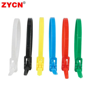 Conversions Tech 50pcs Nylon Reusable Cable Zip Ties 4x150 5*200mm Releasable Fixed Binding Color Black Disassembly May Loose Slipknot Detachable