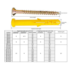 Conversions Tech 50Pcs Self-Tapping Screws Kit Stainless Steel Expansion Screws M8×40 M6x30 Wall Anchor And Screw For Drywall