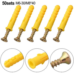 Conversions Tech 50Pcs Self-Tapping Screws Kit Stainless Steel Expansion Screws M8×40 M6x30 Wall Anchor And Screw For Drywall