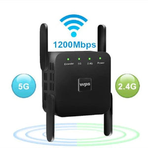 Conversions Tech 5G WiFi Repeater Wireless WiFi Amplifier 5Ghz WiFi Long Range Extender 1200M Wi Fi Booster Home Wi-Fi Internet Signal Amplifier