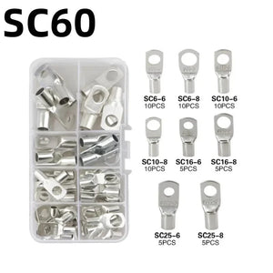 Conversions Tech 60/240PCS Ring Terminal Cable Shoes Lugs 35mm2 Tinned Copper Lug Wire Eye Connectors Bare 60 Terminals Lugs Wire Copper Kit