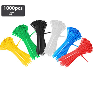 Conversions Tech 600Pcs Colorful 4 Inch Zip Ties,with Cable Mounts, Nylon Zip Ties Self-Locking Tie Wraps Perfect for Home Garden Garage Workshop