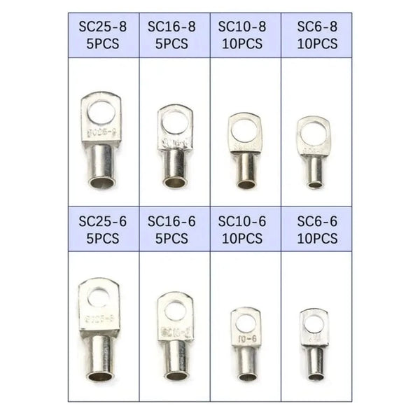 Conversions Tech 60PCS SC Tinned Copper Lug Ring Wire Connectors Bare Cable Terminal