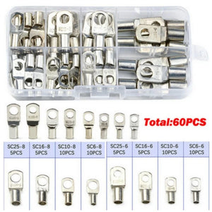 Conversions Tech Silver 60PCS SC Tinned Copper Lug Ring Wire Connectors Bare Cable Terminal