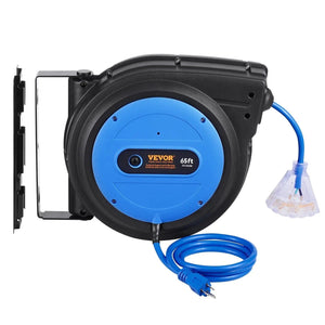 Conversions Tech Default 65FT 12AWG/3C SJTOW Retractable Extension Cord Reel Power Cord Reel for Convenient Use